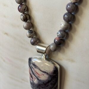 Mine Finds By Jay King Picasso Marble Jasper Bead Necklace Large Pendant (P)